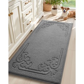 Color&Geometry Non Slip Washable Bath Mat 24"x36", Soft and Super Absorbent Shower Mats Quick Drying Rug, Cushioned Shower Rug for Bathroom Floor, Bathtub, Laundry Room, Grey