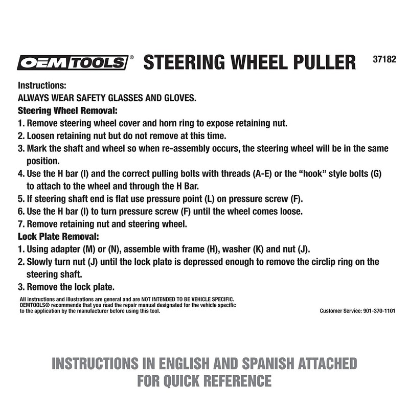 OEMTOOLS 37182 Steering Wheel Puller Set for All Major Makes