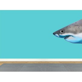VWAQ Great White Shark Head Wall Decal Peel & Stick Art Wall Mural Shark Profile PA22 (24" W X 20.5" H)