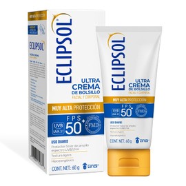 Eclipsol Ultra Crema Protector Solar Facial y Corporal FPS50+, Hipoalergénico, Textura Ligera y Resistente al Agua, Uso Diario para Toda la Familia, 60 g
