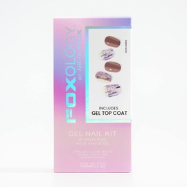 Foxology Vegan And Cruelty Free Semi Cured Gel Nail Strip Kit Includes 30 Nail Strips, Alcohol Free Nourishing Prep Pad, A Gel Top Coat, A Wooden Cuticle Stick, Nail File - MOON MARBLE