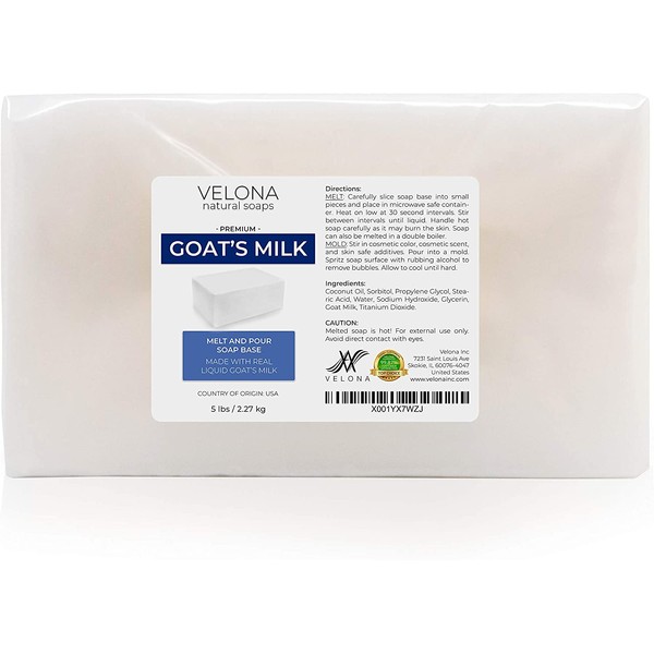 5 LB - GOATS MILK Soap Base by Velona | SLS/SLES free | Melt and Pour | Natural Bars For The Best Result for Soap-making