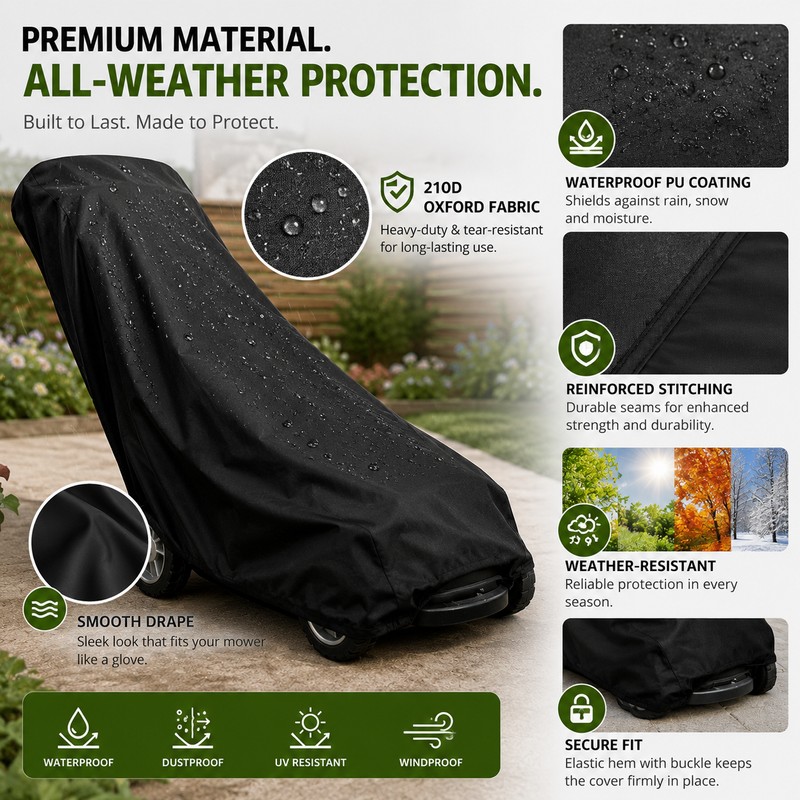 Lawn Mower Cover for Outdoor Storage – 210D Oxford Weather-Resistant