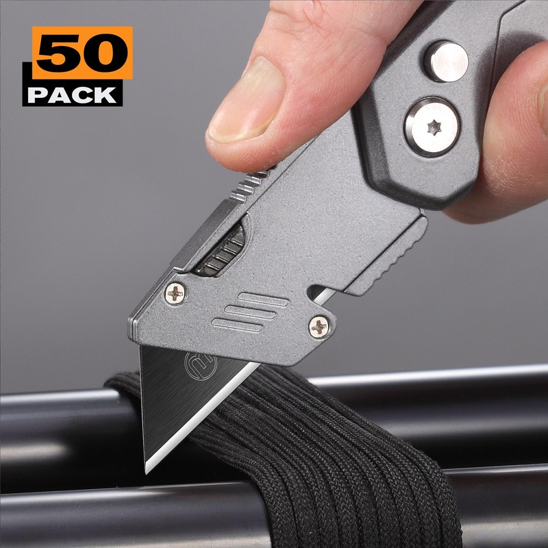 M MEEPO 50-Pack Utility Knife Blades, Blackened SK-2 Razor Blades