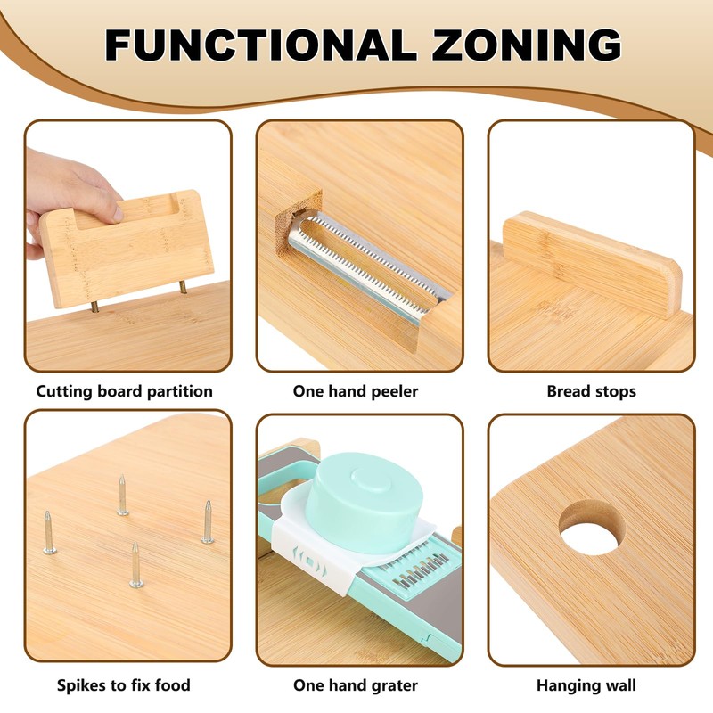 Easy-to-Use Adaptive One Handed Cutting Board,Handicap Kitchen Tools with Bread