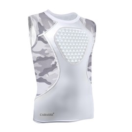 Cabasse Youth Chest Protector, Heart-Guard/Sternum Protection Shirt for Baseball, Football, T Ball, Lacrosse & Goalies (Small, White/Camo (Crewneck))