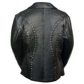 Milwaukee Leather ML1948 Women's Classic Riveted Motorcycle Black Leather Jacket - XXX-Large
