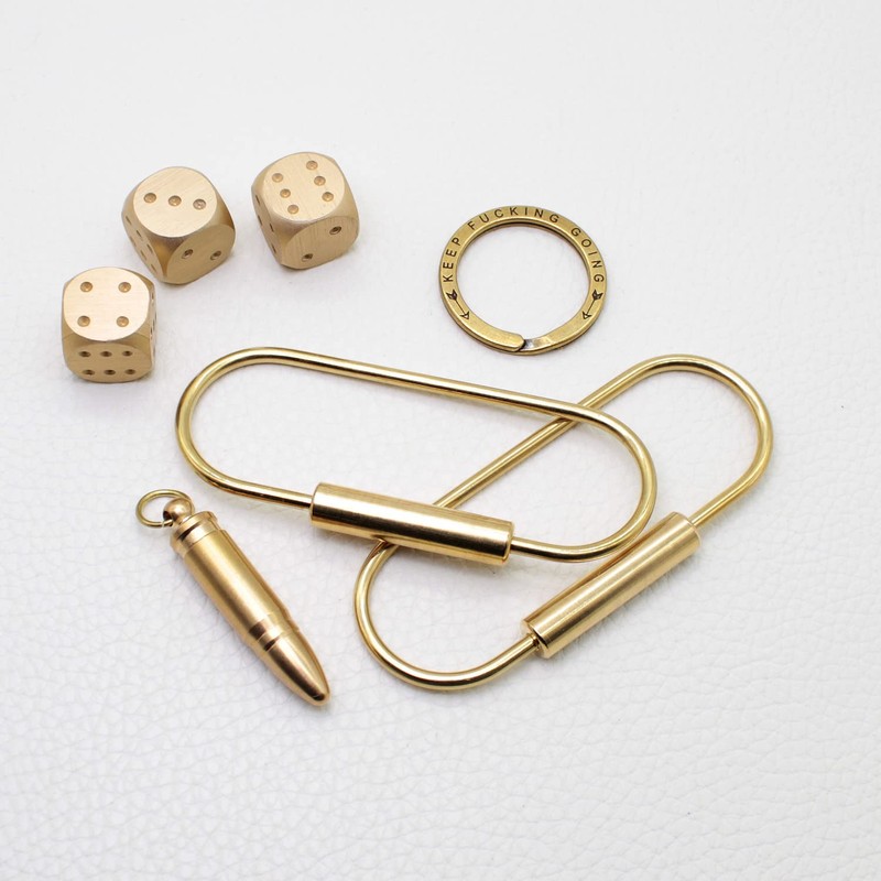 PPFISH Durable Brass Screw Lock Clip Key Chain Ring, Simple