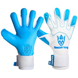 Keeperking GladiatorKing Negative Cut Professional Men's Goalkeeper Gloves with Professional Extreme Grip 4 mm (11, G-White-Aqua)