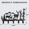 Qobumy Metal 5-Hooks, Powder Coated Deer, Wall Art Decor, Animal