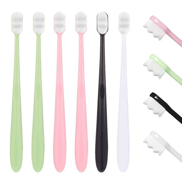 VIKSAUN 6 Pieces Extra Soft Toothbrushes, Soft Micro Nano Manual Toothbrush, with 20,000 Bristles for Fragile Gums Sensitive Teeth, Adults Children, Oral Care