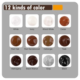 NADAMOO Wood Furniture Repair Kit Wood Filler Scratch Repair Furniture Touch Up Kit Cover Surface Scratch for Wooden Floor Table Door Cabinet Veneer, 12 Dark Color Kit Black White Gray Oak