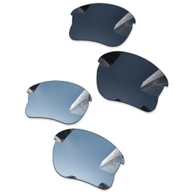 Combine8 Ploarized Replacement Lenses for Oakley Flak Jacket XLJ OO9009/Flak Jacket XLJ Asian Fit (AF) Sunglasses - Black + Silver Titanium