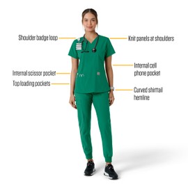 Carhartt Scrubs C12313 Women's Force® Essentials Modern Fit V-Neck Top - XXXXX-Large - Hunter