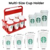 Bodaon Drink Carrier with Handle, Plastic Cup Carriers for Drinks,
