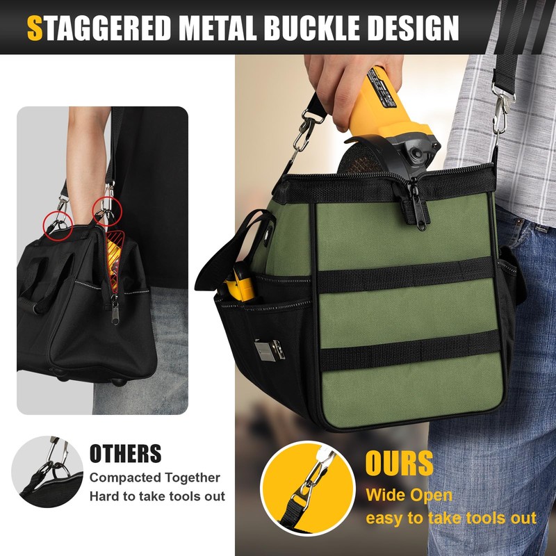 UUP 18-Inch Large Tool Bag, 16-Pocket Portable Tool Box Organizer