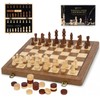 2 in 1 Magnetic Wooden Chess and Checkers Board Game
