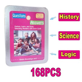 336Pcs Knowledge Cards, Front Questions and Back Answers with Vivid picture,good for Playing and Learning,Family Interactive - Color: red set 168pcs