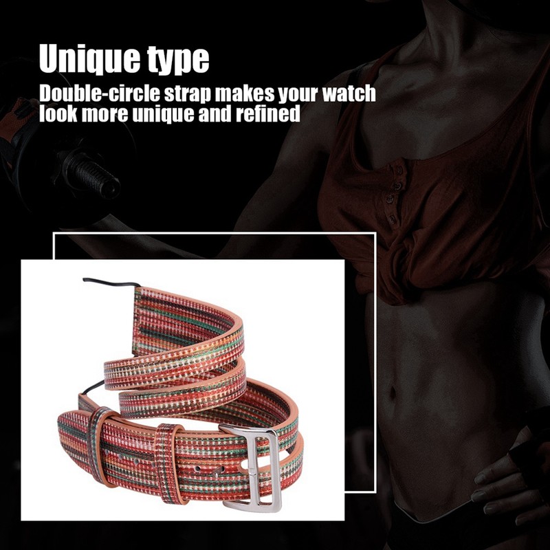 Color Double Circle Leather Watch Strap For Watch Serise1/2/3 42mm