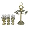 6Pcs Chinese Chalice Retro Style Zinc Alloy Glass Embossed Flower