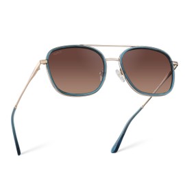 WearMe Pro Women’s Polarized Square Sunglasses: Modern Square Aviator with Double Bridge (Crystal Cobalt/Brown Lens)