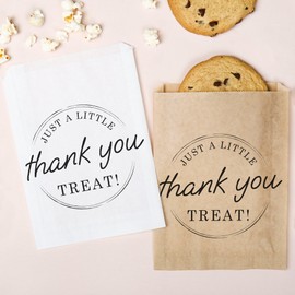 Big Dot of Happiness Simple Script Thank You White Paper Treat Bags, Wedding or Birthday Party Individual Candy Snack Favors, Greaseproof Paper Sandwich Bags - 25 Count