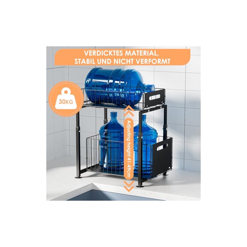 Dreamhigh Kitchen Cabinet Organiser, Extendable, Base Cabinet Organiser with Double