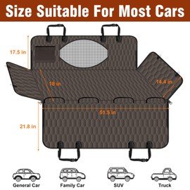 NECKORY Waterproof Dog Car Seat Cover - Scratch Proof Nonslip Back Seat Hammock with Mesh Window & Storage Pocket for SUVs/Trucks/Sedans-S, Brown/Black