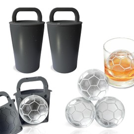 Molde de Hielo de Fútbol Transparente 2.5", Bandeja Redonda de Silicona y Acero Inoxidable, Hielo...