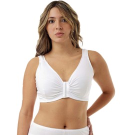 Underworks Mastectomy Bra with Pocket - Breastform Pads Included - Adjustable - Cotton Comfort and Leisure - 36-38-bcd - White