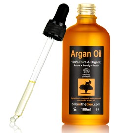 Pure Argan Oil 100ml. 100% Pure and EcoCert Certified Organic. For Face, Body, Hair and Nails. Cold-Pressed, Premium Quality, Moroccan Oil.