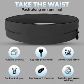 Running Waist Belt Bag and Hydration Vest, 1 Set, Black, Adjustable, Waterproof, Exercise, Gym, Essentials Items