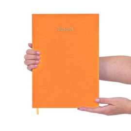 Evelay 2025 2026 Academic Diary A4 Week To View Mid Year Hardback Planner Organiser for School Student Teacher (Orange)