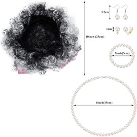 ZHUXILUDAO Old Lady Play Set, Granny Wig Hat, Old Lady Costume Accessories, Old Lady Wig (7 pieces set) (Silver)