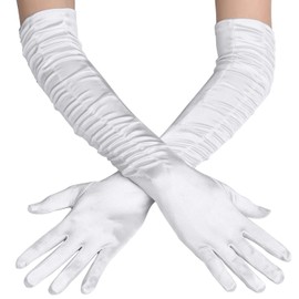 Babeyond Women’s Gloves, Satin, Classic Opera, Party, Audrey Hepburn Gloves, 1920s Style, Elastic, Adult Size, Elbow to Wrist, Length 52 cm -