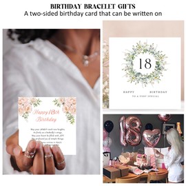 GEMAURA 18th Birthday Gifts for Girls,Adjustable Silver Bracelet for Teenage Girls 18th Birthday Bracelet Gifts Ideas with Cards for Sister Friend Daughter Granddaughter