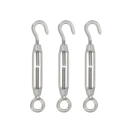 PATIKIL M4 Hook & Eye Turnbuckle, 3 Pcs Stainless Steel 304 Adjustable Wire Rope Tension Cable Railing Tensioner for Tightening up Metal Cable Wire Hardware Kit