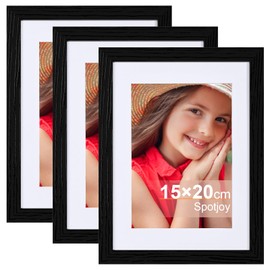 Spotjoy Picture Frame 15 x 20 cm Wooden Frame Poster Frame with Mounts MDF Frame Set of 3 Black