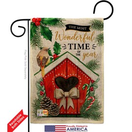 Wonderful Time of Year Burlap Garden Flag - Pack Winter Wonderland Snowflake Snowman Ice Skate Season Wintertime Snow USA Vintage Applique - House Banner Small Yard Gift Double-Sided 13 X 18.5