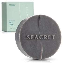 SEACRET MUD SOAP BAR: Dead Sea Black Mud Minerals Skin Care Treatment with Guineensis Kernel Oil, Witch Hazel & Sea Salt for Cleaning, Exfoliating, Detoxifying Face & Body, Normal to Oily Skin, 4.4 Oz