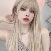 Peluca Rubia Natural Larga Pelo Liso Cosplay Mujer Dama