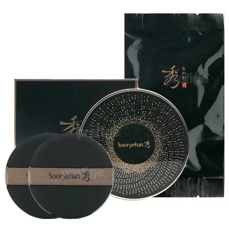 Sulryohan 수려한 블랙 진생 쿠션 파운데이션 본품+리필+퍼프2개 [21호] Sleek Black