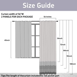 Pacok Darkgray Voile Curtains, 90 Drop 2 Panels Net Curtain for Windows, Rod Pocket Sheer Curtain Panel Voile Curtains for Living Room Kitcken Bedroom W56xL90 Inch(Darkgray, 142 x 228cm)