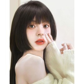 GFun Bangs Wig, Hair Wig, Princess Cut, Partial Wig, Crown Part, Point Wig, Full Hand Planting, Costume, Everyday, Dark Brown