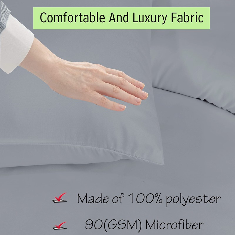 Apex Furnishings Single Duvet Cover Set Soft Microfibre Silver Bedding