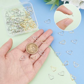 UNICRAFTALE 100pcs Golden & Stainless Steel Color Heart Charm Hypoallergenic Metal Charms Stainless Steel Pendants Set Charm 1mm Small Hole for Jewelry Making, 10mm