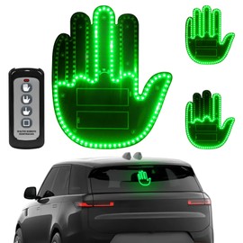 Civikyle LED Car Finger Light Hand Gesture Sign with Remote Control Car Window Accessories Funny Gadgets for Men Car Truck Driver Cool Gifts (Green)