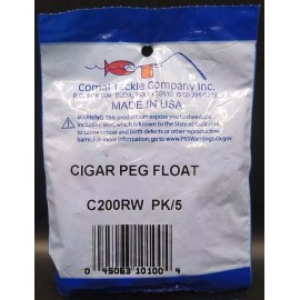 Comal Tackle Cigar Peg Float, Float 2”, Total Length 2-1/4” C200RW PK/5