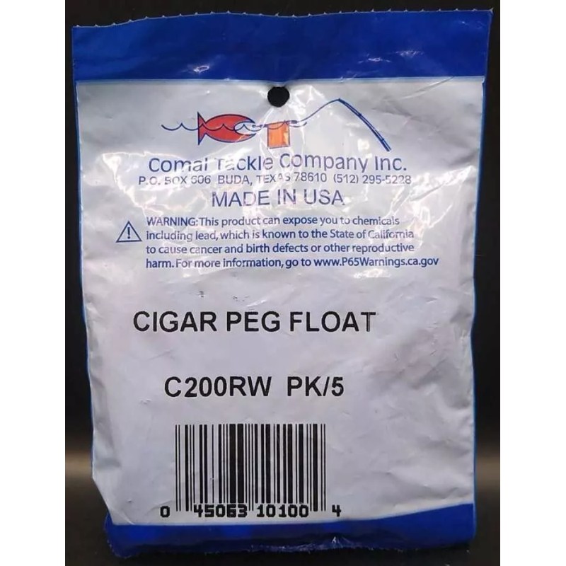 Comal Tackle Cigar Peg Float, Float 2”, Total Length 2-1/4”