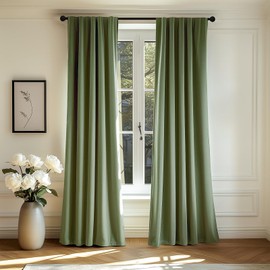 jinchan Velvet Curtains for Living Room, Thermal Insulated Luxury Curtains for Bedroom 108 Inch Long, Stylish Soft Extra Long Drapes Room Darkening Rod Pocket Window Treatments, 2 Panels Sage Green